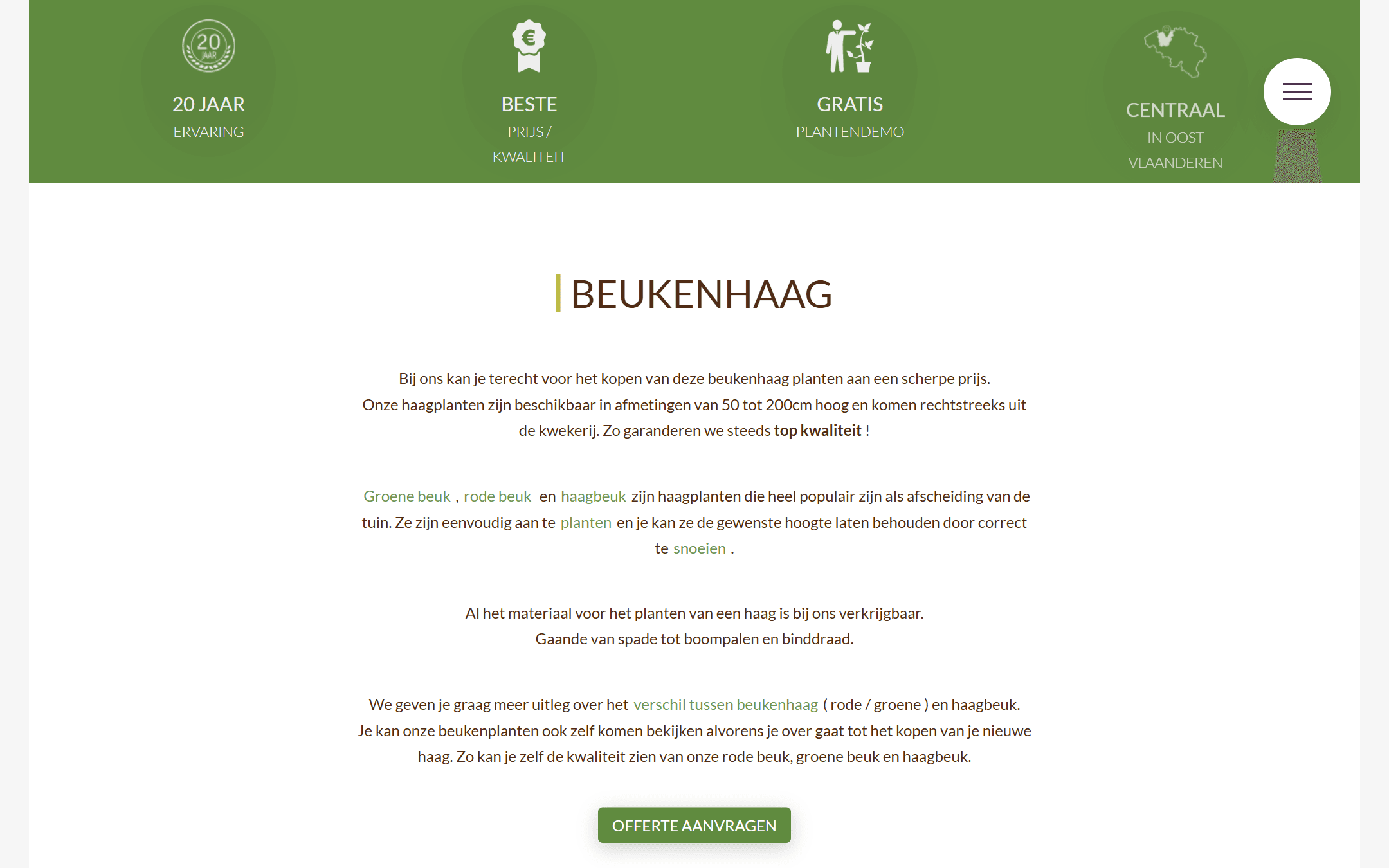 Beukenhaag intro copy and quote CTA