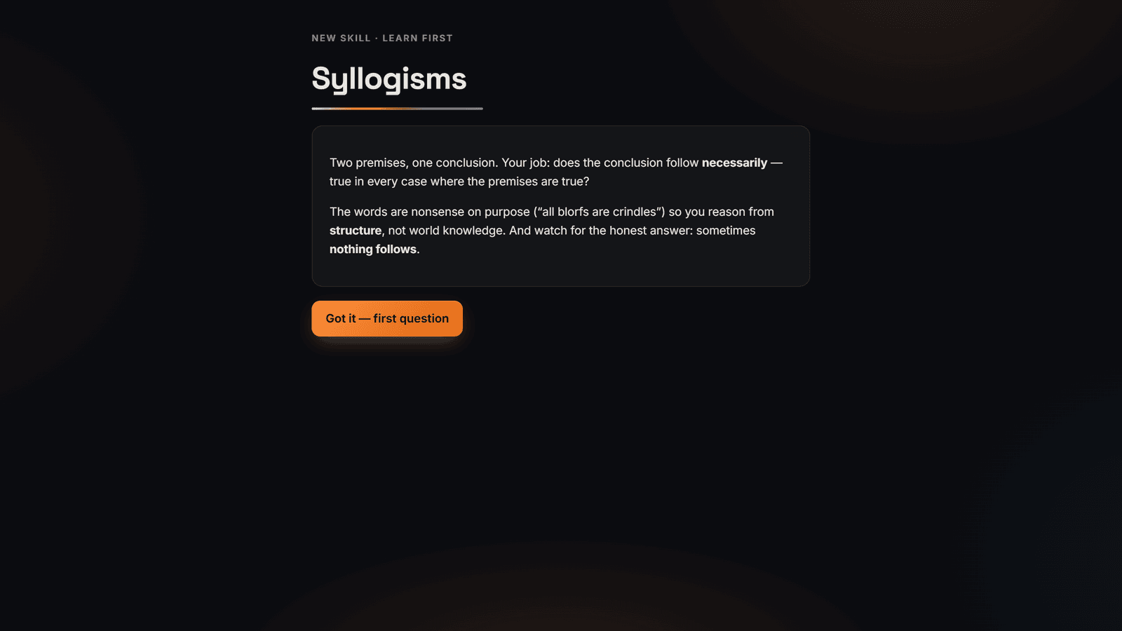 Teach-before-test primer for syllogisms