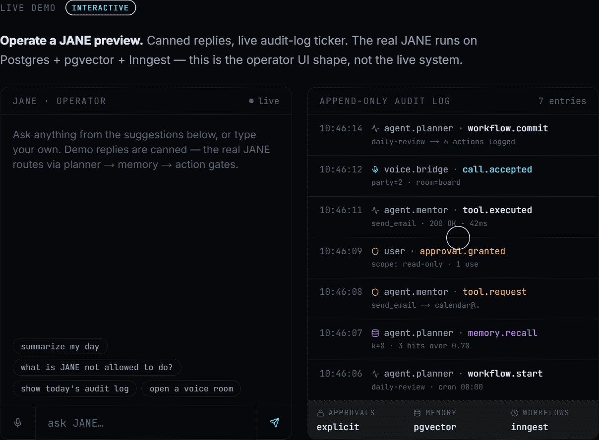 Screenshot of JANE