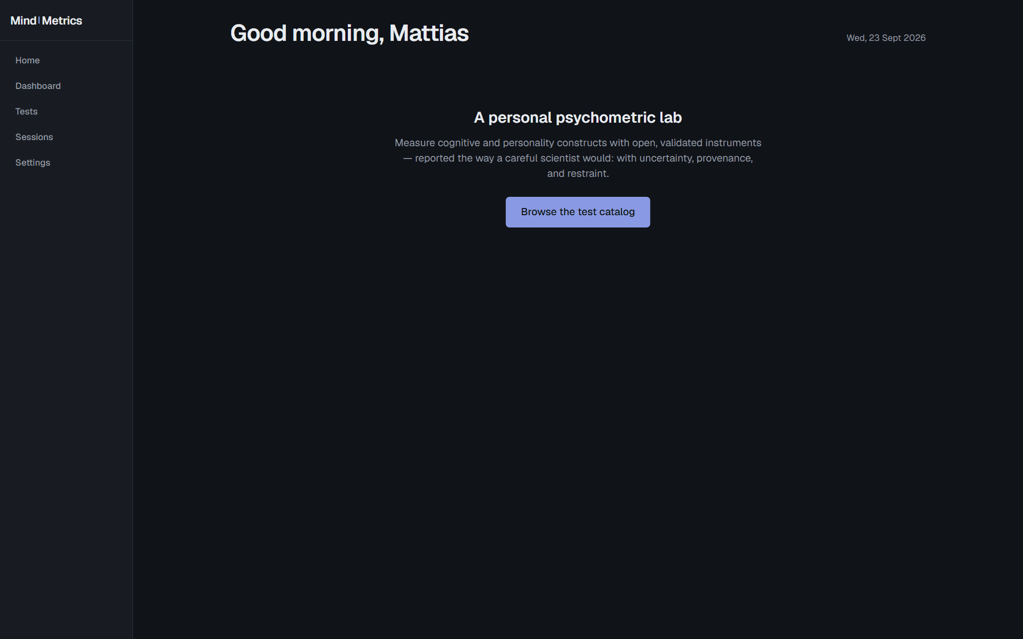 Screenshot of MindMetrics